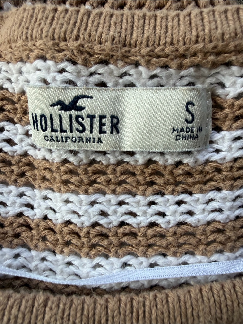 Hollister Chunky Knit Stripe Top - Cream & Tan